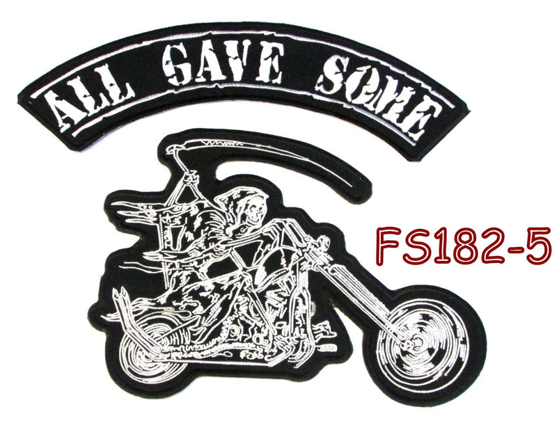All gave some Grim Reaper writing motorcycle Iron on Patch for Biker Vest FS182-5-STURGIS MIDWEST INC.