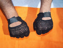 Fingerless summer gloves black leather gel palm - STURGIS MIDWEST INC.