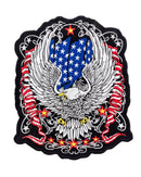 FLYING EAGLE with Flags Red White Blue and Yellow on Black Center Patch for Vest Jacket - STURGIS MIDWEST INC.