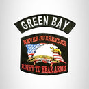 GREEN BAY and NEVER SURRENDER Small Patches Set for Biker Vest - STURGIS MIDWEST INC.