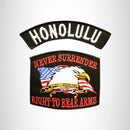 HONOLULU and NEVER SURRENDER Small Patches Set for Biker Vest - STURGIS MIDWEST INC.