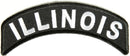 Illinois State White on Black Small Rocker Patch Front for Biker Jacket Vest - STURGIS MIDWEST INC.