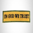 In God we Trust Black on Tan with Green Border Small Patch for Biker Vest SB775 - STURGIS MIDWEST INC.