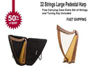 Irish Celtic Pedestal Harp 32 Strings Extra Strings & Tuning Lever Free Carrying case - STURGIS MIDWEST INC.