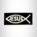 Jesus Fish White on Black Small Patch Iron on for Biker Vest SB813 - STURGIS MIDWEST INC.