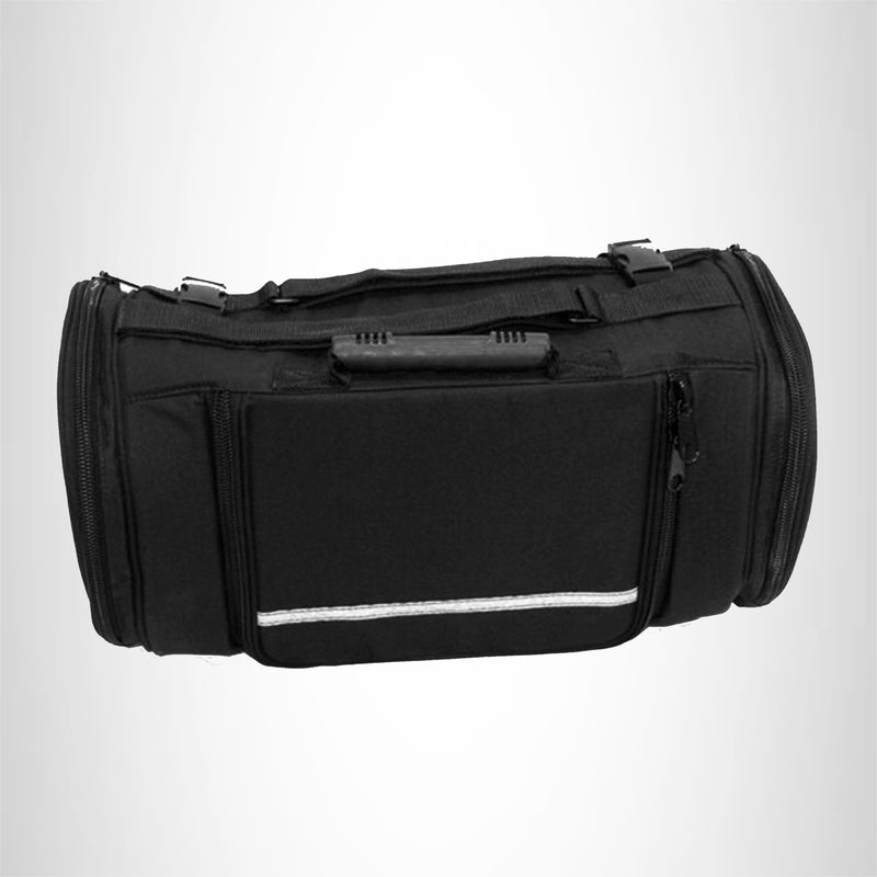 Motorcycle Roll Bag Cadora Back Rack Pack Safety Reflective Stripping to Quick Release Straps