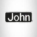 John White on Black Iron on Name Tag Patch for Biker Vest NB171 - STURGIS MIDWEST INC.