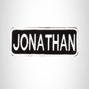 JONATHAN Black and White Name Tag Iron on Patch for Biker Vest and Jacket NB228 - STURGIS MIDWEST INC.