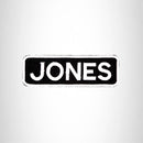 JONES Black and White Name Tag Iron on Patch for Biker Vest and Jacket NB229 - STURGIS MIDWEST INC.