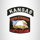 KANSAS and NEVER SURRENDER Small Patches Set for Biker Vest - STURGIS MIDWEST INC.