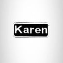 Karen White on Black Iron on Name Tag Patch for Biker Vest NB124 - STURGIS MIDWEST INC.