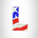 L Alphabet Letter of US Flag Iron on Small Patch for Biker Vest - STURGIS MIDWEST INC.
