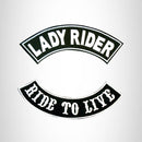 LADY Motorcycle RIDER RIDE TO LIVE Rocker 2 Patches Set Sew on for Vest Jacket - STURGIS MIDWEST INC.