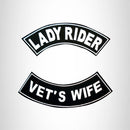 Lady Motorcycle Rider Vet's Wife 2 Patches Set Sew on for Vest Jacket - STURGIS MIDWEST INC.