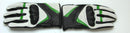 Leather Motorcycle Gloves with Armour Guard on Knuckles White Black Green - STURGIS MIDWEST INC.