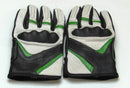 Leather Motorcycle Gloves with Armour Guard on Knuckles White Black Green - STURGIS MIDWEST INC.