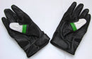 Leather Motorcycle Gloves with Armour Guard on Knuckles White Black Green - STURGIS MIDWEST INC.