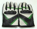 Leather Motorcycle Gloves with Armour Guard on Knuckles White Black Green XL - STURGIS MIDWEST INC.