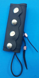 Leather pony tail wrap small with cross lace and beads - STURGIS MIDWEST INC.