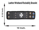 leather wrist band rockabilly braclet 10/ 2 1/2 inches - STURGIS MIDWEST INC.