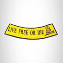 Live Free or Die Black on Yellow Bottom Rocker Iron on Patch for Biker Vest BR470 - STURGIS MIDWEST INC.