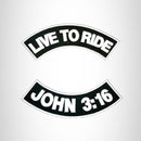 LIVE TO RIDE JHON 3:16 Rocker 2 Patches Set Sew on for Vest Jacket - STURGIS MIDWEST INC.