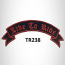 Live to Ride Red on Black Border Iron on Top Rocker Patch for Biker Vest Jacket TR238 - STURGIS MIDWEST INC.