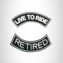 LIVE TO RIDE RETIRED Rocker 2 Patches Set Sew on for Vest Jacket - STURGIS MIDWEST INC.