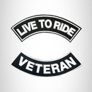 LIVE TO RIDE VETERAN Rocker 2 Patches Set Sew on for Vest Jacket - STURGIS MIDWEST INC.