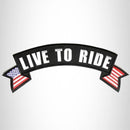 Live To Ride White on Black Banner Iron on Top Rocker Patch for Biker Vest Jacket - STURGIS MIDWEST INC.