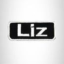 Liz White on Black Iron on Name Tag Patch for Biker Vest NB130 - STURGIS MIDWEST INC.