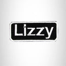 Lizzy White on Black Iron on Name Tag Patch for Biker Vest NB129 - STURGIS MIDWEST INC.
