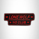 LONE WOLF NO CLUB Red on Black Small Patch Iron on for Vest SB630 - STURGIS MIDWEST INC.