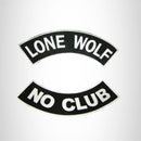 Lone Wolf No Club Rocker 2 Patches Set Sew on for Vest Jacket - STURGIS MIDWEST INC.