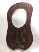 Lyre Harp 10 Metal String Solid Wood Handmade Carved with Tuning Wrench Extra String - STURGIS MIDWEST INC.