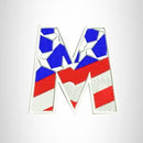 M Alphabet Letters of US Flag Iron on Small Patch for Biker Vest - STURGIS MIDWEST INC.