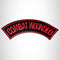 COMBAT WOUNDED Red on Black Iron on Top Rocker Patch for Biker Vest Jacket
