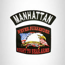 MANHATTAN and NEVER SURRENDER Small Patches Set for Biker Vest - STURGIS MIDWEST INC.
