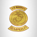 MARINES SAMPER FI Brown on Gold Iron on 3 Large Back Patches Set for Biker Vest Jacket - STURGIS MIDWEST INC.