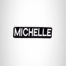 MICHELLE Black and White Name Tag Iron on Patch for Biker Vest and Jacket NB309 - STURGIS MIDWEST INC.