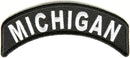 Michigan State White on Black Small Rocker Patch Front for Biker Jacket Vest - STURGIS MIDWEST INC.