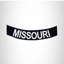 MISSOURI White on Black Bottom Rocker Patch for Vest Jacket - STURGIS MIDWEST INC.