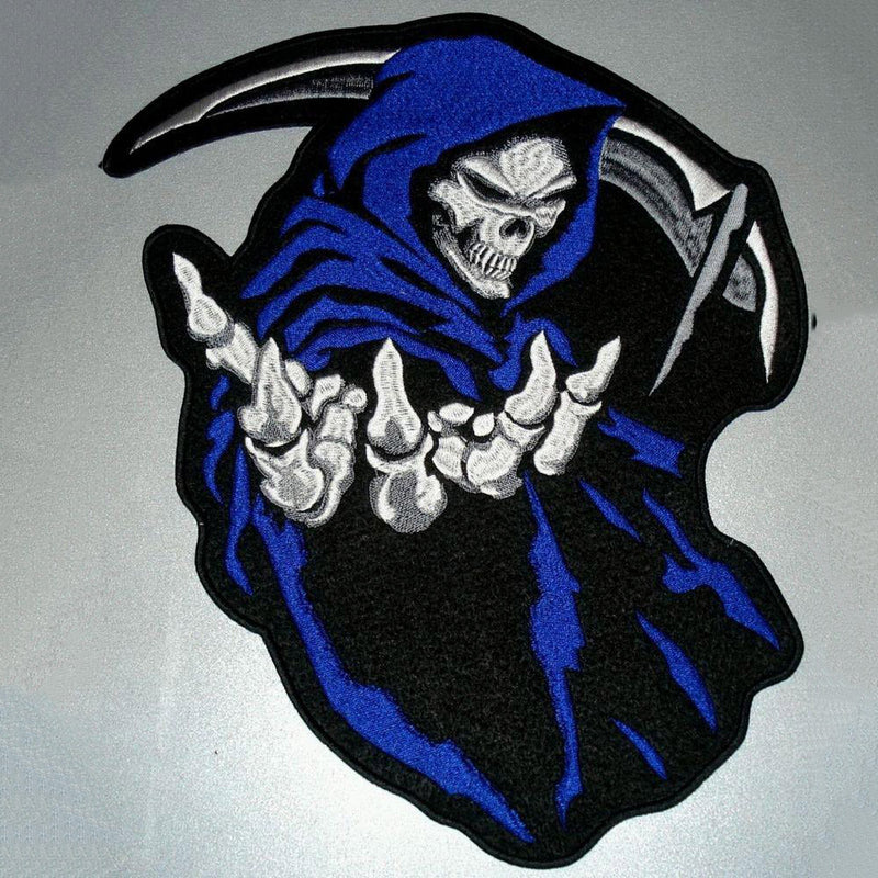 Blue Grim Reaper Small Patch Death Angle for Biker Jacket Vest SB403