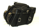 Motorcycle Detachable Saddlebag Studded Zip off With End Pocket and Concho Tapered Two Strap SAD574S - STURGIS MIDWEST INC.
