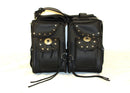 Motorcycle Detachable Saddlebag Studded Zip off With End Pocket and Concho Tapered Two Strap SAD574S - STURGIS MIDWEST INC.