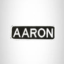 Name Tag Patch Aaron White on Black Iron on for Biker Vest - STURGIS MIDWEST INC.