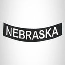NEBRASKA White on Black Bottom Rocker Iron on Patch for Biker Vest BR443 - STURGIS MIDWEST INC.