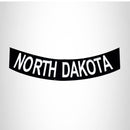 NORTH DAKOTA White on Black Bottom Rocker Patch for Vest Jacket - STURGIS MIDWEST INC.
