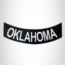 OKLAHOMA White on Black Bottom Rocker Iron on Patch for Biker Vest BR442 - STURGIS MIDWEST INC.