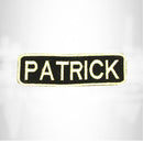 PATRICK White on Black Iron on Name Tag Patch for Biker Vest NB241 - STURGIS MIDWEST INC.